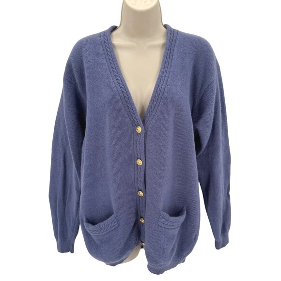Blarney Woollen Mills Womens Lambswool Angora Lavender Cardigan Sweater 4 - Picture 1 of 10